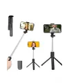 Tripod Selfie Çubuğu Bluetooth Kumandalı Kablosuz Led Işıklı