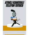Tripod Telefon Tutucu Kumandalı Mikrofon Led Işık Vlog Video Kayıt