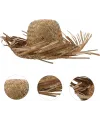 Tropikal Parti Naturel Hasır Hawaii Şapkası 13x36 cm