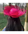 Tropikal Parti Pembe Fuşya Hasır Hawaii Şapkası 13x36 Cm