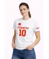 TÜRKİYE Ay Yıldız Baskılı 10 Numara Forma Tişört Taraftar T-Shirt - Beyaz