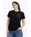 TÜRKİYE Ay Yıldız Baskılı Taraftar Forma T-Shirt - Siyah