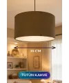 Tütün Kahve Kumaş Başlıklı Sarkıt Avize 35 CM
