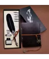 Tüylü Kalem ve Deri Defter Set 646