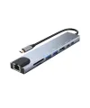 Type-C Çoklu Dönüştürücü – 87W PD, HDMI, 2x USB 3.0, RJ45, SD/TF Kart Girişli Hub