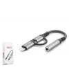 Type-C + Lightning To 3.5 Mm Dişi Ses Kablosu - Siyah GJ-026