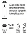 Type-c Şarjlı 2800mwh 1.5v Şarj Edilebilir 2’li Aa5 Kalın Pil - Lityum Iyon Batarya