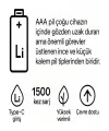 Type-c Şarjlı 800mwh 1.5v Şarj Edilebilir 2’li Aaa İnce Pil - Lityum Iyon Batarya