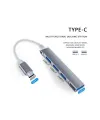Type-C USB Çoklayıcı Hub | 1x USB 3.0 + 3x USB 2.0 | Yüksek Hızlı Dönüştürücü Adaptö