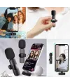 Type C Uyumlu İphone Dönüştürücülü Kablosuz Yaka Mikrofonu Android Ve İphone Uyumlu Mini Mikrofon