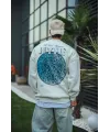Üç İplik Bisiklet Yaka Baskılı SweatShirt - Beyaz