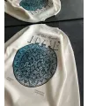 Üç İplik Bisiklet Yaka Baskılı SweatShirt - Beyaz