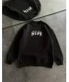 Üç İplik Bisiklet Yaka Baskılı SweatShirt - Siyah