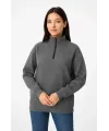 Üç İplik Dık Yaka Yarım Fermuarlı SweatShirt - Antrasit