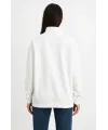 Üç İplik Dık Yaka Yarım Fermuarlı SweatShirt - Beyaz