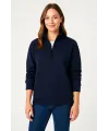 Üç İplik Dık Yaka Yarım Fermuarlı SweatShirt - Lacivert