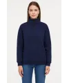 Üç İplik Dık Yaka Yarım Fermuarlı SweatShirt - Lacivert
