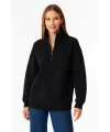 Üç İplik Dık Yaka Yarım Fermuarlı SweatShirt - Siyah