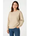 Üç İplik Düz Bisiklet Yaka SweatShirt - Bej