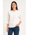 Üç İplik Düz Bisiklet Yaka SweatShirt - Beyaz