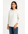 Üç İplik Düz Bisiklet Yaka SweatShirt - Beyaz