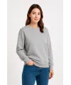 Üç İplik Düz Bisiklet Yaka SweatShirt - Gri