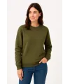 Üç İplik Düz Bisiklet Yaka SweatShirt - Haki