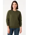 Üç İplik Düz Bisiklet Yaka SweatShirt - Haki
