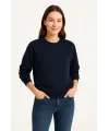Üç İplik Düz Bisiklet Yaka SweatShirt - Lacivert