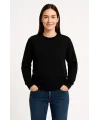 Üç İplik Düz Bisiklet Yaka SweatShirt  - Siyah