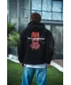 Üç İplik Kapüşonlu Baskılı Oversize SweatShirt- Siyah