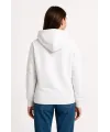 Üç İplik Kapüşonlu Kanguru Çepli SweatShirt Hoodie - Beyaz