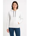 Üç İplik Kapüşonlu Kanguru Çepli SweatShirt Hoodie - Beyaz
