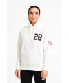 Üç İplik Kapüşonlu Ön Ve Arka Baskılı SweatShirt Hoodie - Beyaz