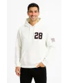 Üç İplik Kapüşonlu Ön Ve Arka Baskılı SweatShirt Hoodie - Beyaz