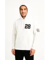 Üç İplik Kapüşonlu Ön Ve Arka Baskılı SweatShirt Hoodie - Beyaz