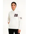 Üç İplik Kapüşonlu Ön Ve Arka Baskılı SweatShirt Hoodie - Beyaz