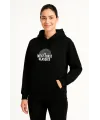 Üç İplik Kapüşonlu Ön Ve Arka Baskılı SweatShirt Hoodie - Siyah