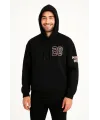 Üç İplik Kapüşonlu Ön Ve Arka Baskılı SweatShirt Hoodie - Siyah