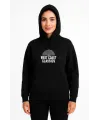 Üç İplik Kapüşonlu Ön Ve Arka Baskılı SweatShirt Hoodie - Siyah