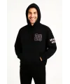 Üç İplik Kapüşonlu Ön Ve Arka Baskılı SweatShirt Hoodie - Siyah