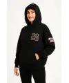 Üç İplik Kapüşonlu Ön Ve Arka Baskılı SweatShirt Hoodie - Siyah