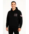 Üç İplik Kapüşonlu Ön Ve Arka Baskılı SweatShirt Hoodie - Siyah