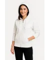 Üç İplik Kapüşonlu Tam Fermuarlı Kanguru Çepli SweatShirt Hoodie - Beyaz