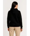 Üç İplik Kapüşonlu Tam Fermuarlı Kanguru Çepli SweatShirt Hoodie - Siyah