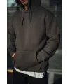 Üç İplik Penye Kapşonlu Basic SweatShirt - Antrasit
