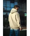 Üç İplik Penye Kapşonlu Basic SweatShirt - Bej