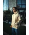 Üç İplik Penye Kapşonlu Basic SweatShirt - Bej