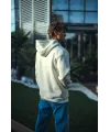 Üç İplik Penye Kapşonlu Basic SweatShirt - Beyaz
