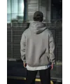 Üç İplik Penye Kapşonlu Basic SweatShirt - Boyalı Gri